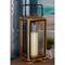 Natural Brown Mango Wood Traditional Candle Holder Lantern, 22" x 8" x 8"